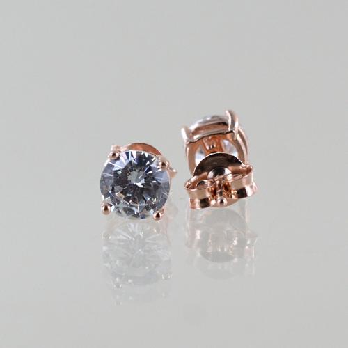 Orecchini Donna In Argento 925 Iniziale Lettera E Con Zirconi 6 Mm Chiusura A Perno