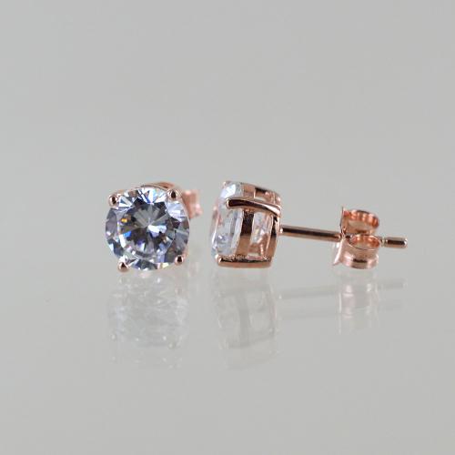 ORECCHINI PUNTO LUCE SOLITARIO IN ARGENTO RODIATO ORO BIANCO CON ZIRCONE AMETHYST (VIOLA) 5 MM - Argento 925