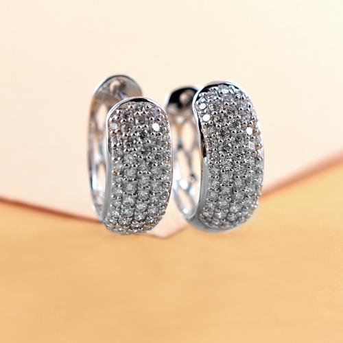 Citerna Orecchini A Cerchio In Oro Bianco 9kt, Taglio Diamante, 30 Mm – Gioielli Donna Con Certificato Di Autenticità