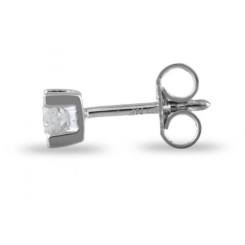 Orecchino Stud In Argento Sterling Orecchino Uomo Argento Sterling 925 Con Diamante Da Laboratorio - Vite Posteriore, Perno 12mm | Finitura Oro Bianco 14k, Senza Etichette Orecchini Uomo Diamante