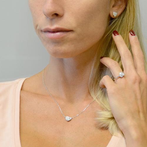 Parure anello collana e orecchini con cuori di diamanti Gioielloro La tu