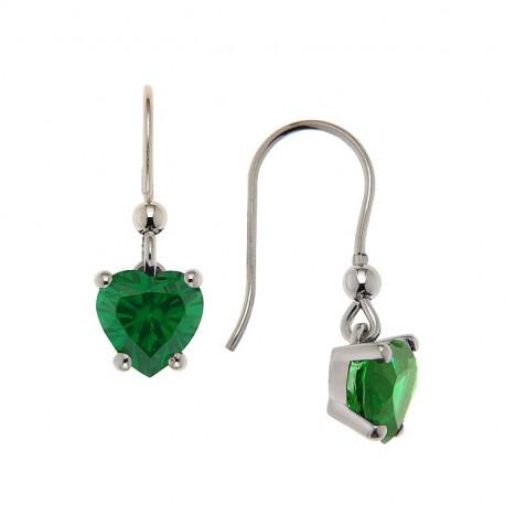 Orecchini A Cuore In Argento 925 Con Pietre CZ Verde Peridoto 4mm – Gioiello Elegante