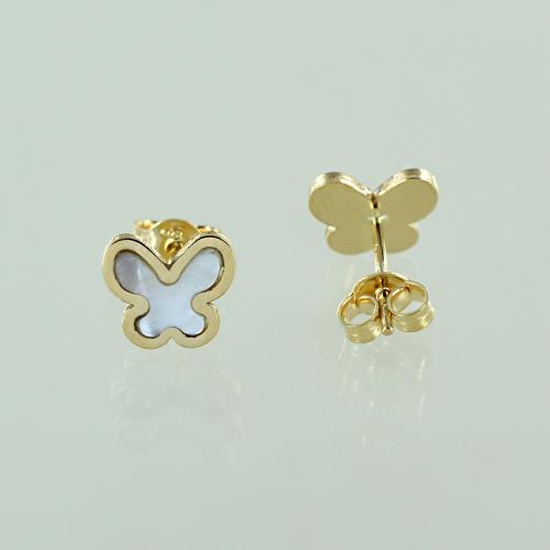 Orecchini A Farfalla In Oro 333 (8kt) Con Zirconi - Gioielli Clever, Design Semi-opaco/Lucido, Eleganti E Ipoallergenici, Regalo In Confezione Originale