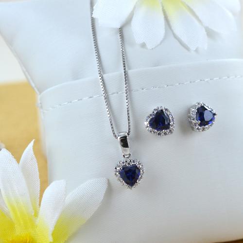 Set Gioielli Donna Cuore Con Cristalli Orecchini, Bracciale E