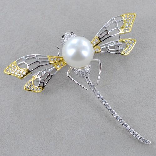 Avalaya Spilla a forma di fiore con strass blu cielo (tono argento), Misura unica, Pietre preziose, metallo, argento, Cristallo