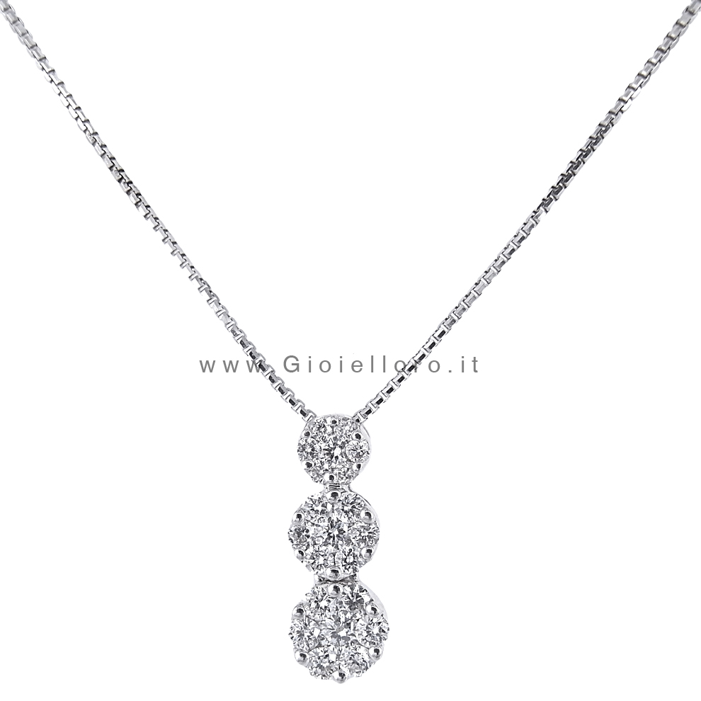 Tuscany Silver Collana Donna In Argento Sterling 925 Placcato Rodio Con Trilogy Di Zirconi Cubici - Lunghezza Regolabile 39,5–42 Cm, Ipoallergenica, In Cofanetto Regalo