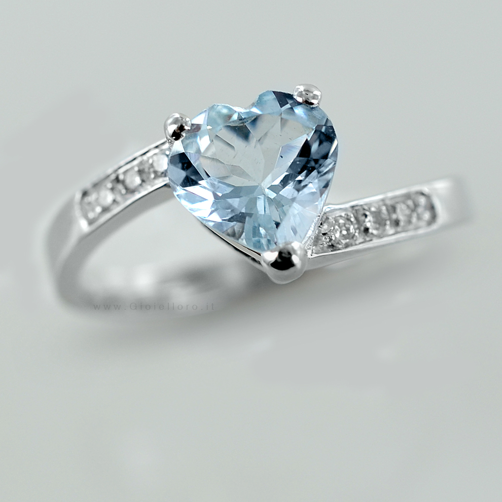 Anello cuore cheap acquamarina