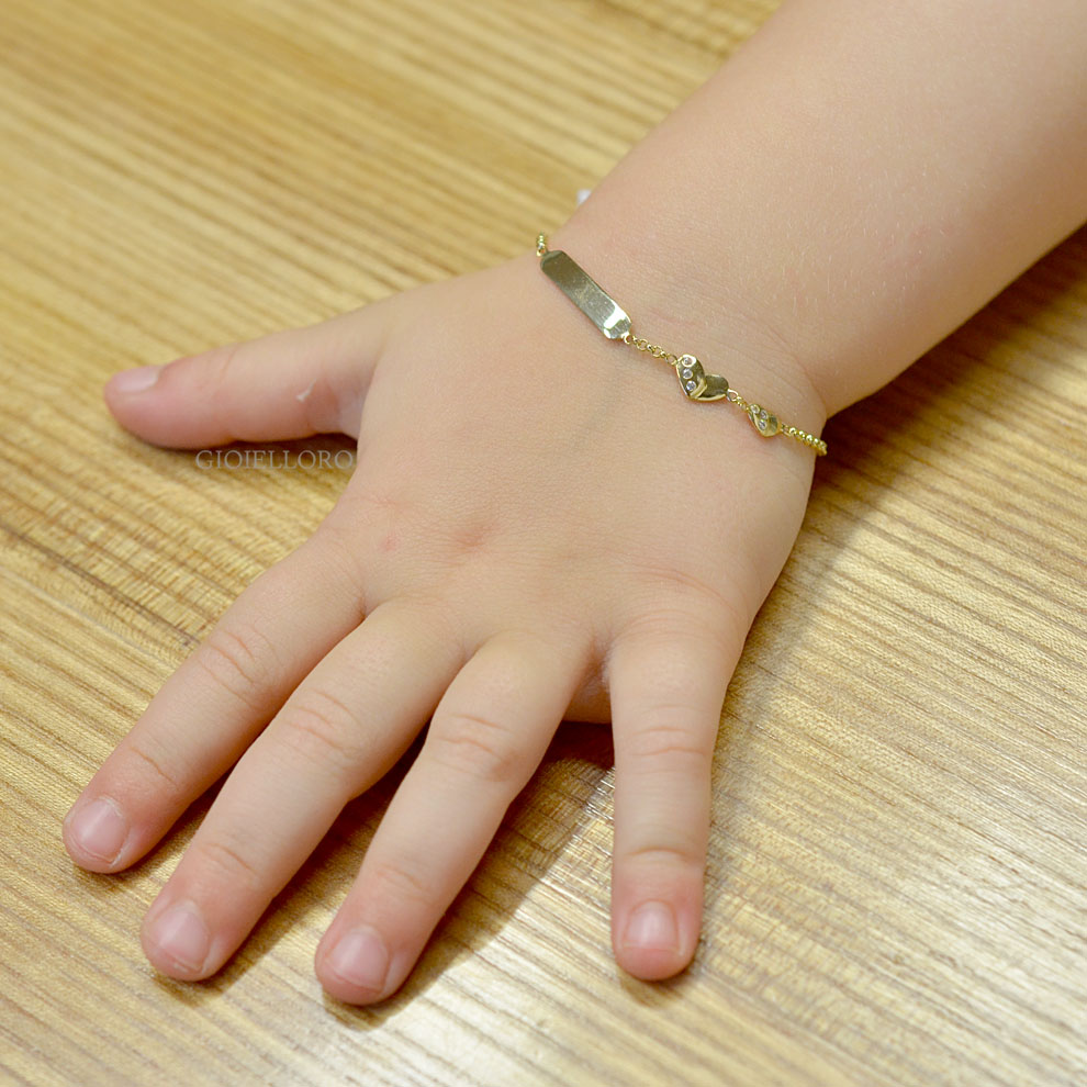 Bracciali Bracciale Con Targa Pieno Da Bambino&a In Oro 18 Carati Grumetta Riportino Satinata Art27573 - Foto 10