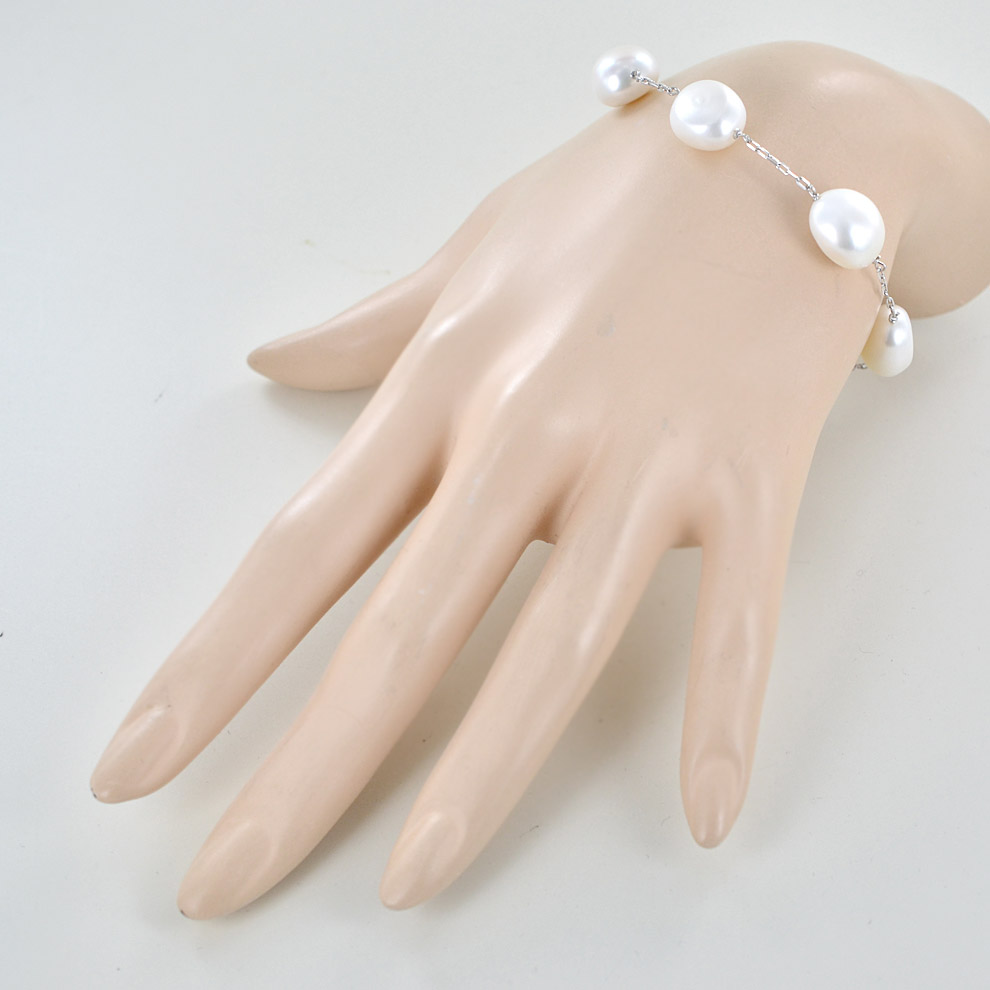 Secret & You Bracciale Con Perle Coltivate D'Acqua Dolce Barocche 10 Mm - Cordino Acciaio Inossidabile, Regalo In Scatola