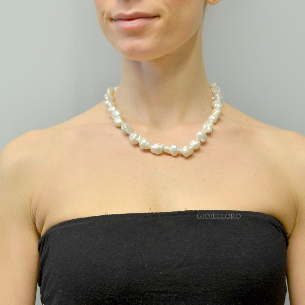 Collana Girocollo di Perle Grigie con Quarzo Rosa - Chapeau Atelier
