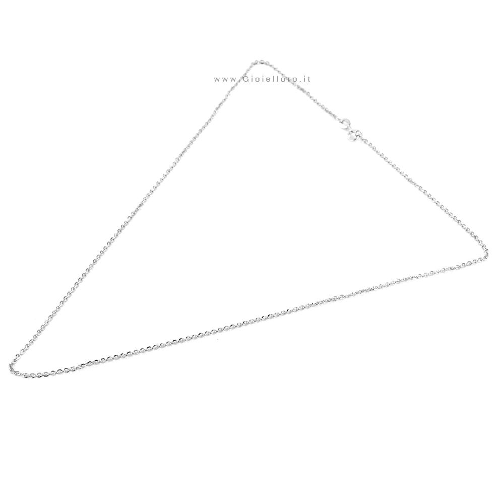Collana Uomo In Argento 925 Rodiato - Maglia Ro 1-2 Diamantata, Larghezza 3 Mm, Lunghezza 45 Cm