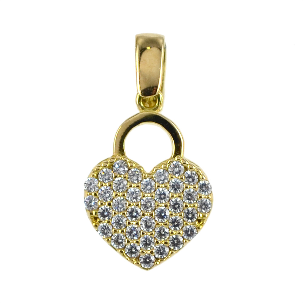 Collana con ciondolo a doppio cuore con zirconi cubici lucidi di lusso