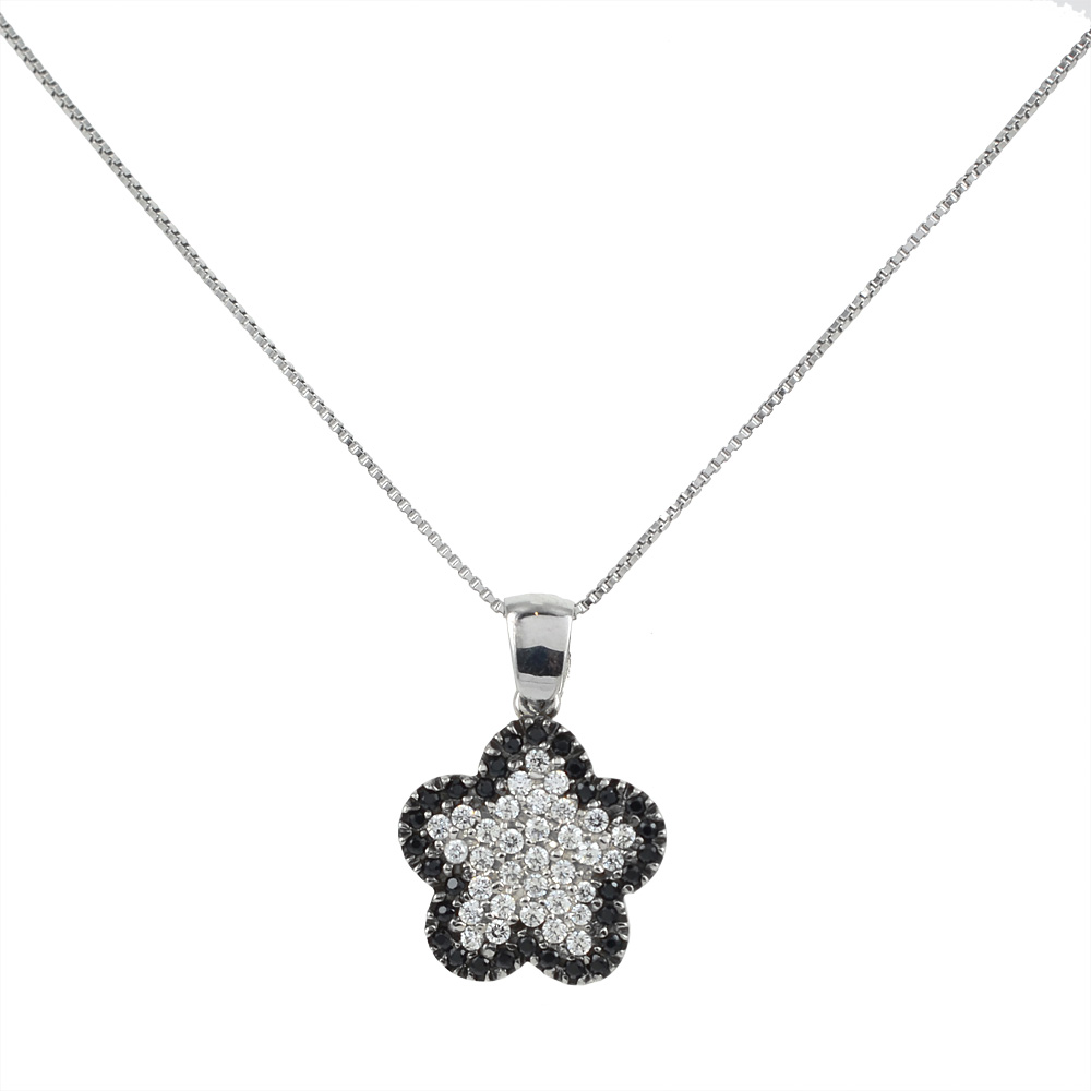 Mecool Collana Donna Con Ciondolo Fiore In Zirconia Cubica – Disco Rotondo, Catena Regolabile 45 Cm - 3