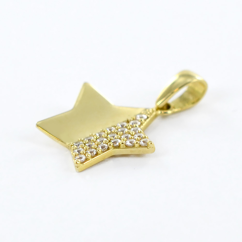 CARISSIMA Ciondolo Stella Semi Cava In Oro Giallo 9 Carati - Gioiello Donna Eleganza Italiana