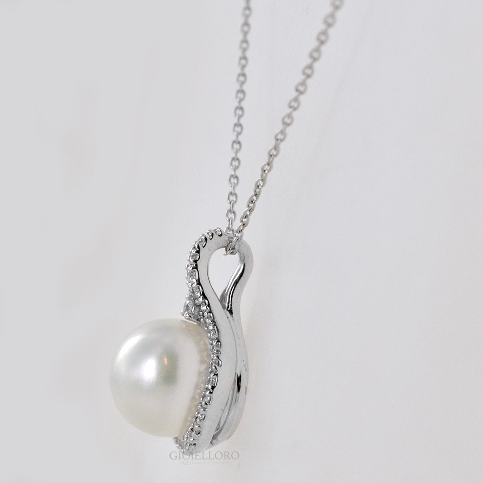 Collana Pendente Con Perla Nera Di Tahiti D'acqua Dolce Naturale E Catena Placcata Oro 18''