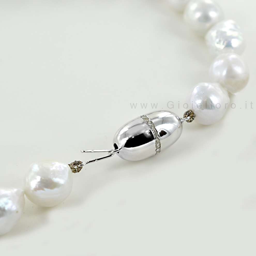 Collana di Perle Barocche Rosa e Ag 925 - Collane Perla - Gioielli Perla - Perla - Pietre
