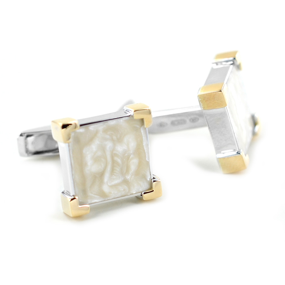 Boutons De Manchette (gemelli) Carrés Dorés Vintage Style Torpedo - Marque Swank, Occasion