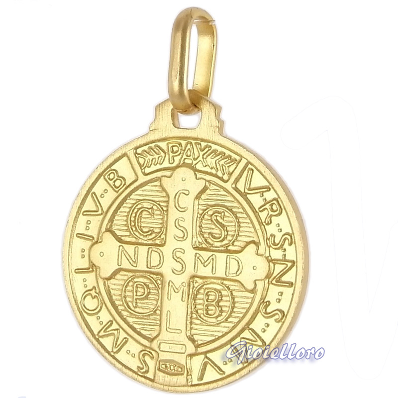 Medaglia San Benedetto in oro giallo 16 mm
