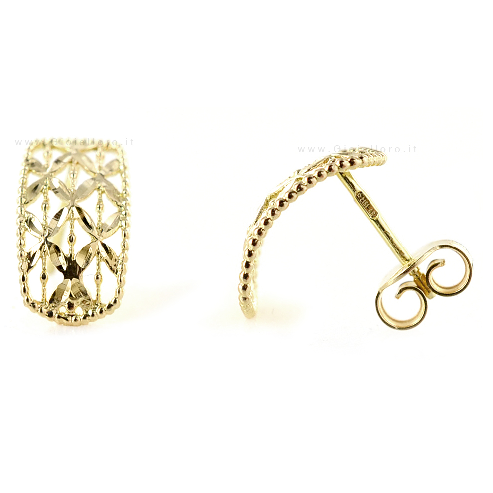 Orecchini a bottone in oro giallo 9 carati con zirconi cubici rotondi, 0,49 grammi, in confezione regalo, diametro 6 mm - Italia