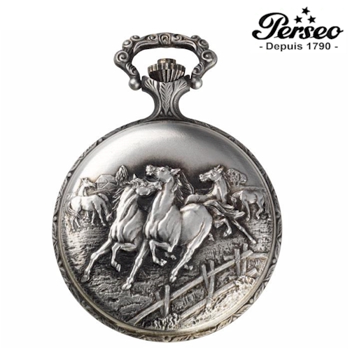 Orologio Da Tasca Bronzo Con Cavallo Cowboy &ndash; Movimento Al Quarzo &ndash; Modello Xh3019 &ndash; Con Catena E Scatola Regalo