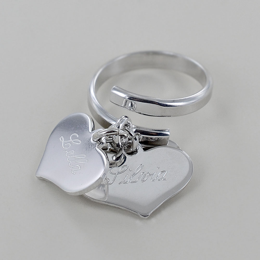Anello con 3 ciondoli cuore pendente in argento Gioielloro La tua gioiel