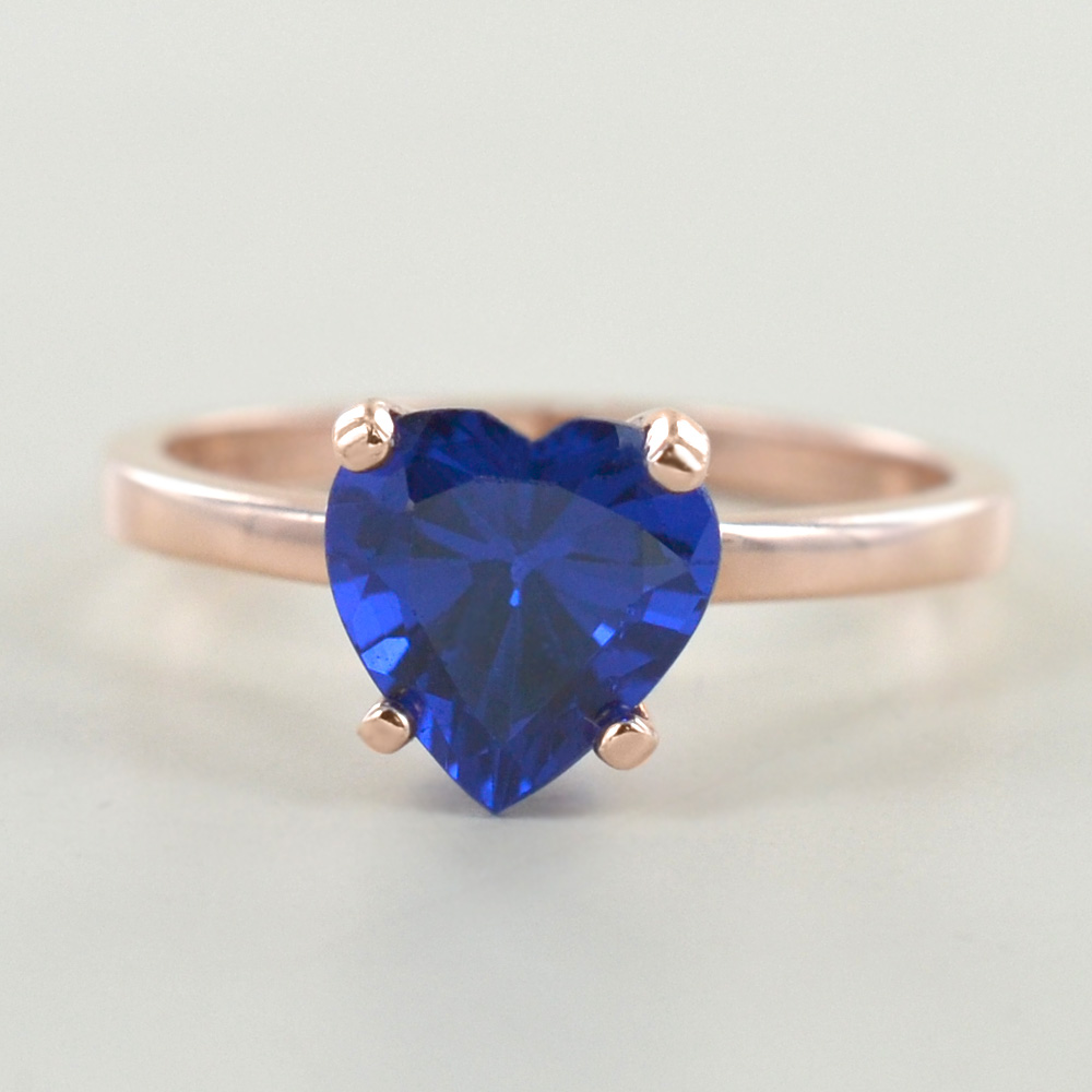 Anello con cuore in argento e zircone a cuore blu argento rose Gioielloro