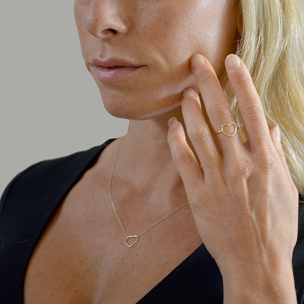 Anello con Cuore traforato in oro giallo Minimal Gioielloro La tua gioie