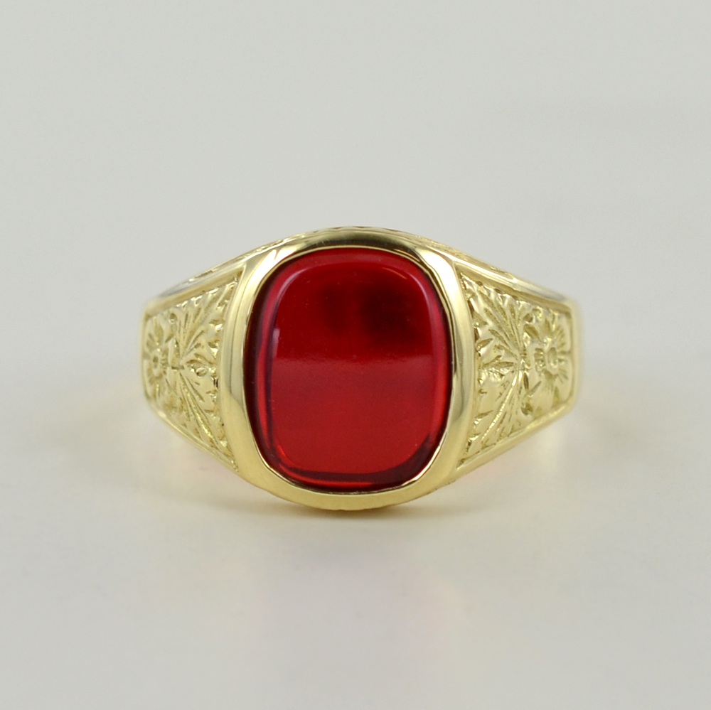 Anello da uomo Cabochon con zircone rosso Gioielloro La tua