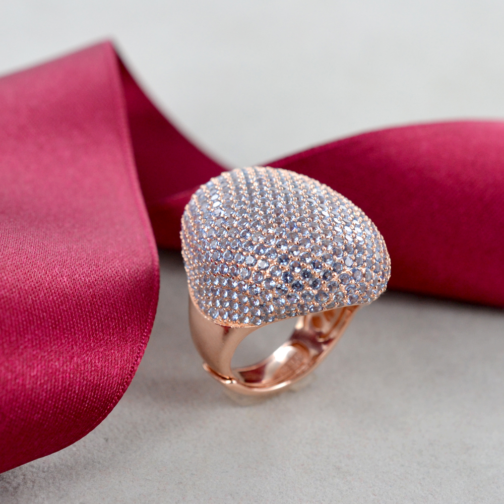 Anello Di Fidanzamento In Argento Sterling 925 Placcato Oro - Foto 7