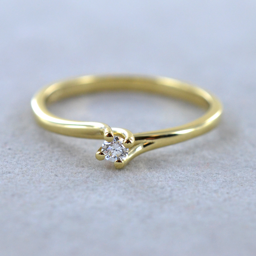 Anello Di Fidanzamento Con Diamante Solitario In Oro 9 Carati, Misura K 1/2 O 5 1/2 US. - Italia - Foto 11