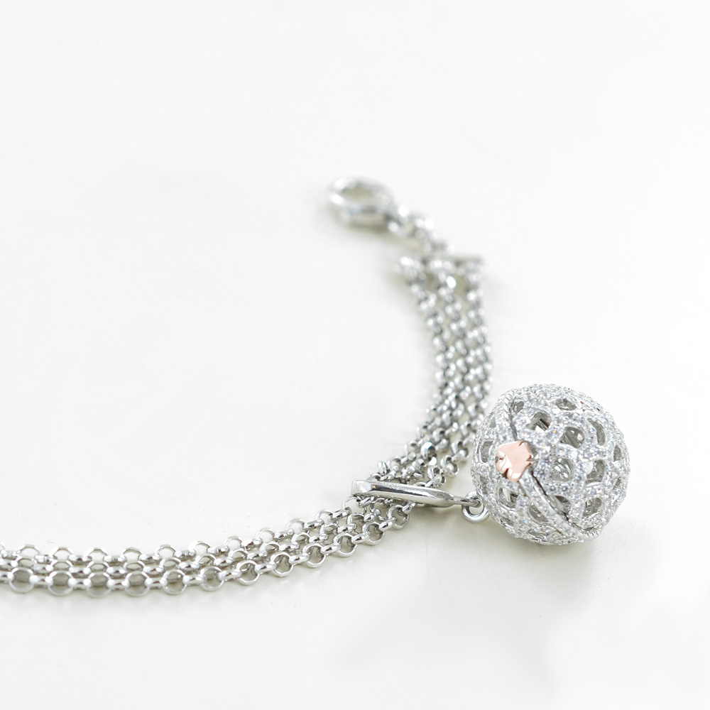 Nuovo braccialetto in argento sterling 925 amore elegante zircone
