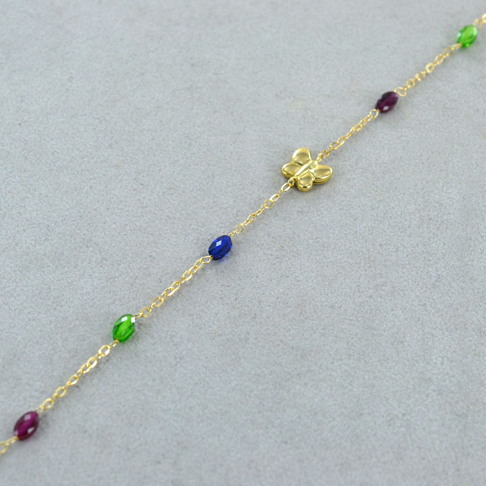 Bracciale Donna Yazilind In Pietra Naturale Con Ciondolo Farfalla E Perline Colorate - Elastico, Vintage, Regalo Per Compleanno O Festa Della Mamma