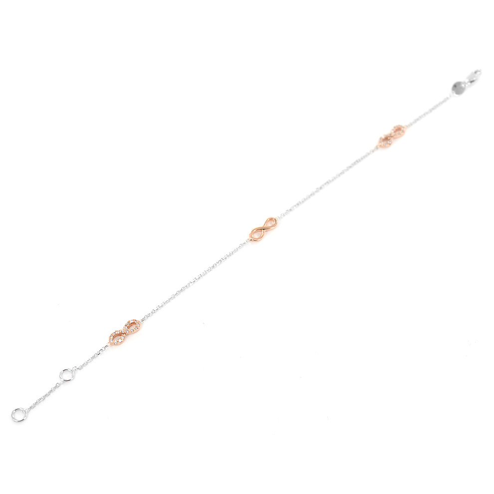 Philip Jones Bracciale dell'amicizia Infinity placcato in oro rosa creato con cristalli Zircondia® : Philip Jones