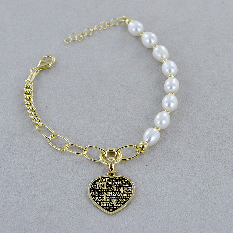 Bracciale Vita Di Maria In Perle Di Vetro E Ciondoli – Regalo Prima Comunione | Bracciale Religioso