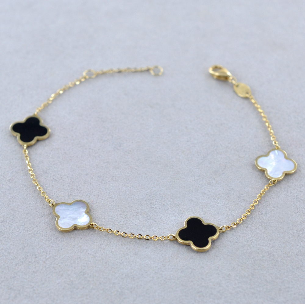 Bracciale Quadrifoglio Nero e Argento – Memento Orologi
