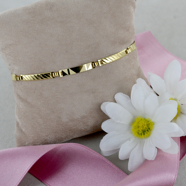 Bracciale con piastre targhe rettangolari da uomo oro giallo 20 cm