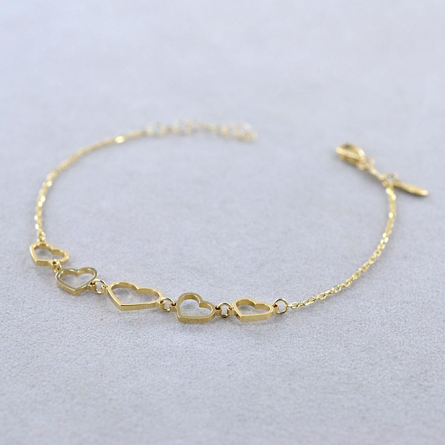Bracciale Regolabile Con Ciondoli A Cuore Arcobaleno E Catena Infinity - Acciaio Inossidabile Per Donne E Ragazze (17+4 Cm)