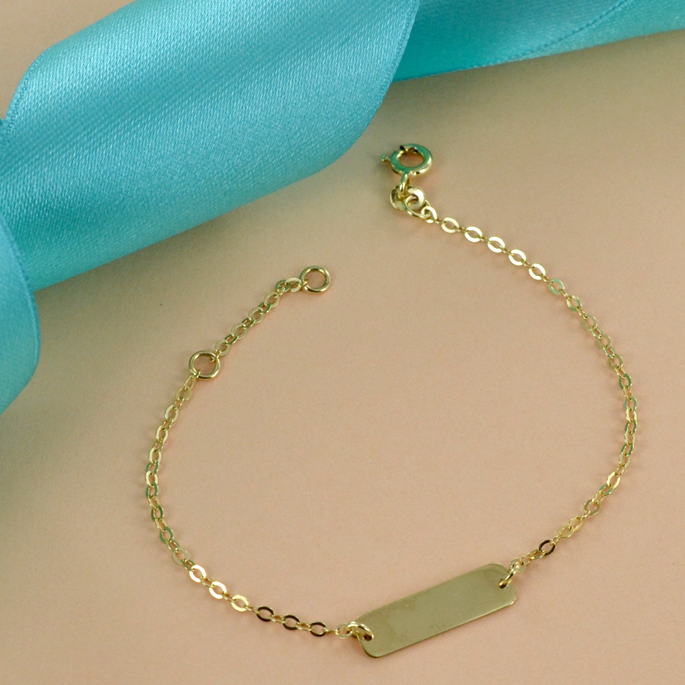 Miore Bracciale Oro Giallo 375 Per Bambini Con 3 Cuori - Lunghezza 14 Cm (12+2 Cm), Gioiello Artigianale Con Certificato