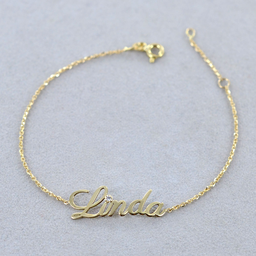 Ursteel Braccialetti con iniziali da donna, placcati in oro 14