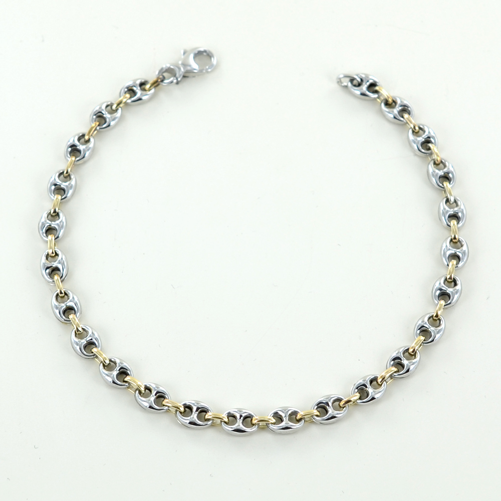 Bracciale da uomo in acciaio e oro maglia marina | - La tua gioi