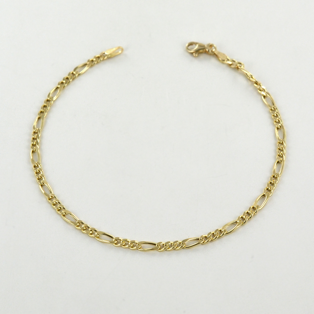 Bracciale Oro 18k (750) Figaro 6 Mm | Giallo E Bianco | Lunghezza 21 Cm | Gioiello Uomo Donna Made In Italy