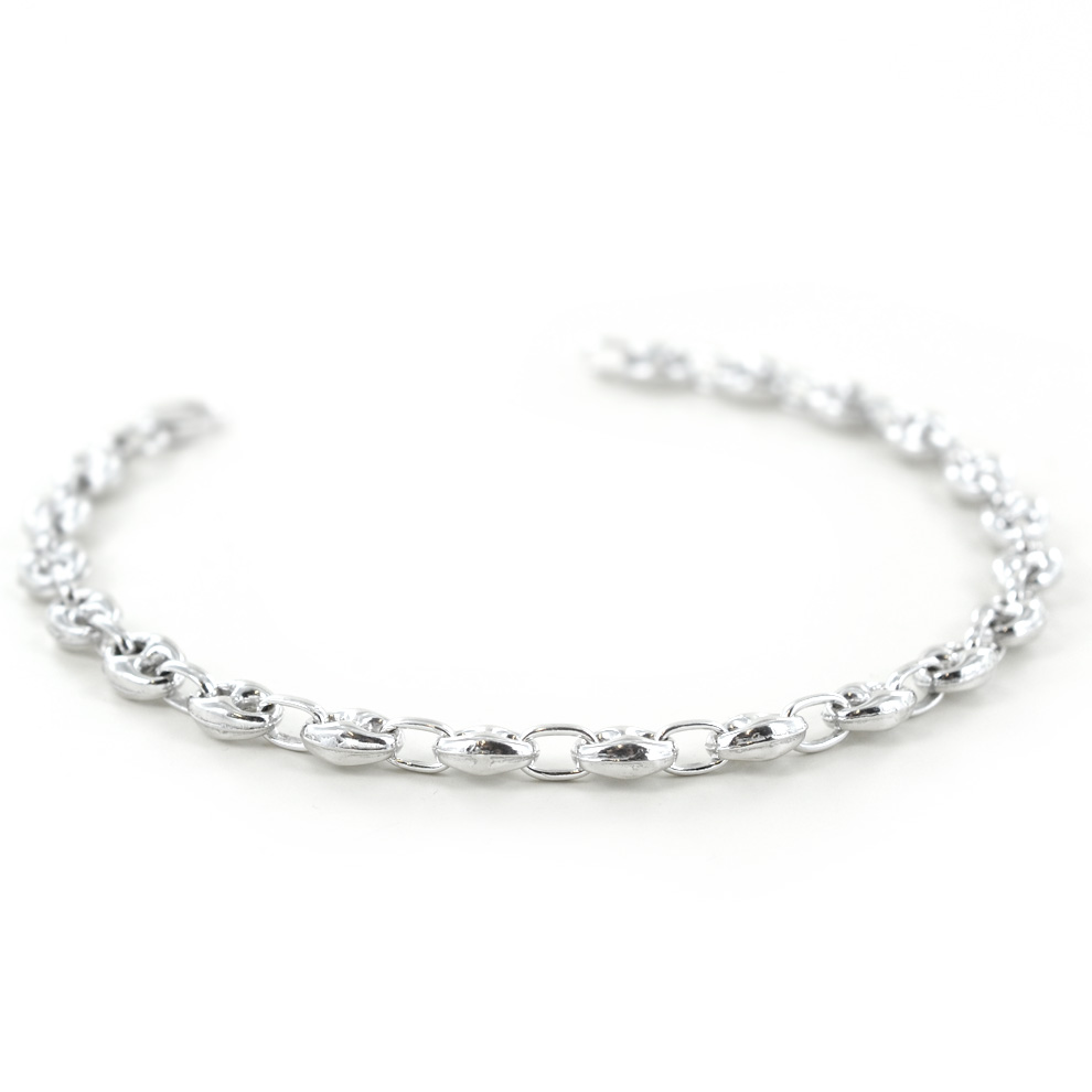 Bracciale A Maglie Placcato Argento Con Cristallo Trasparente - Regolabile Con Catena Di Estensione 3,5 Cm - 3