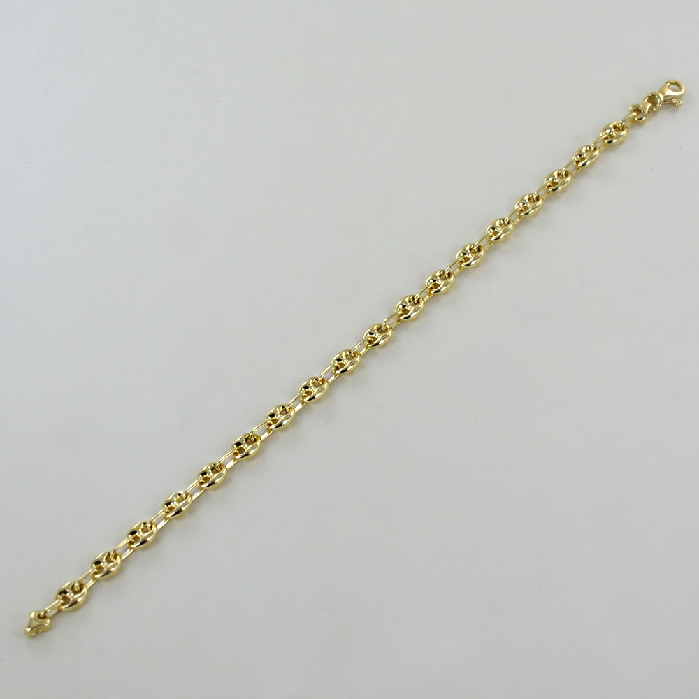 Bracciale Uomo Oro 18k 750 Bracciale A Catena Ancoraggio Puffato In Oro Giallo 10K - Stile Gucci, Unisex, Regolabile Bracciale Catena Maglia Ancoraggio - Foto 11