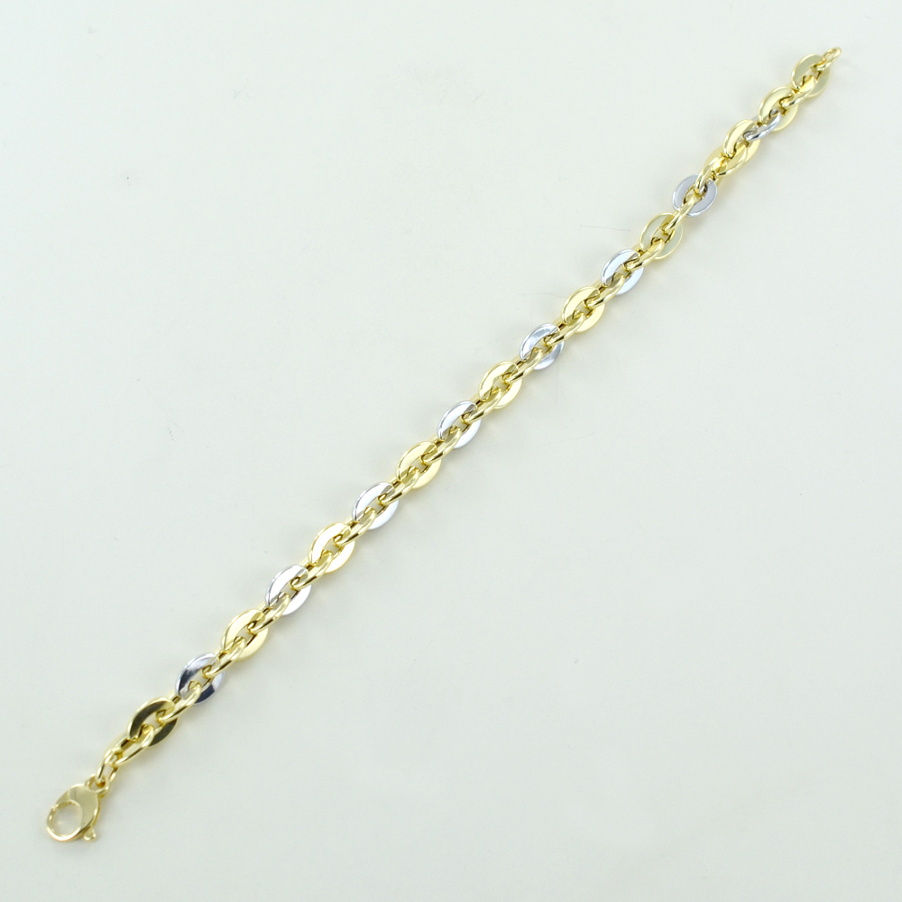 Collana A Catena Singapore Bicolore Oro Giallo E Bianco - Larghezza 2 Mm, Lunghezze 16-20 Pollici, Con Moschettone, Vero Oro
