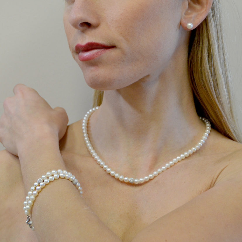 LILLY MARIE Bracciale Regolabile In Argento 925 Con Sfere Diamantate: Lucido, Leggero, Da 19 A 22 Cm