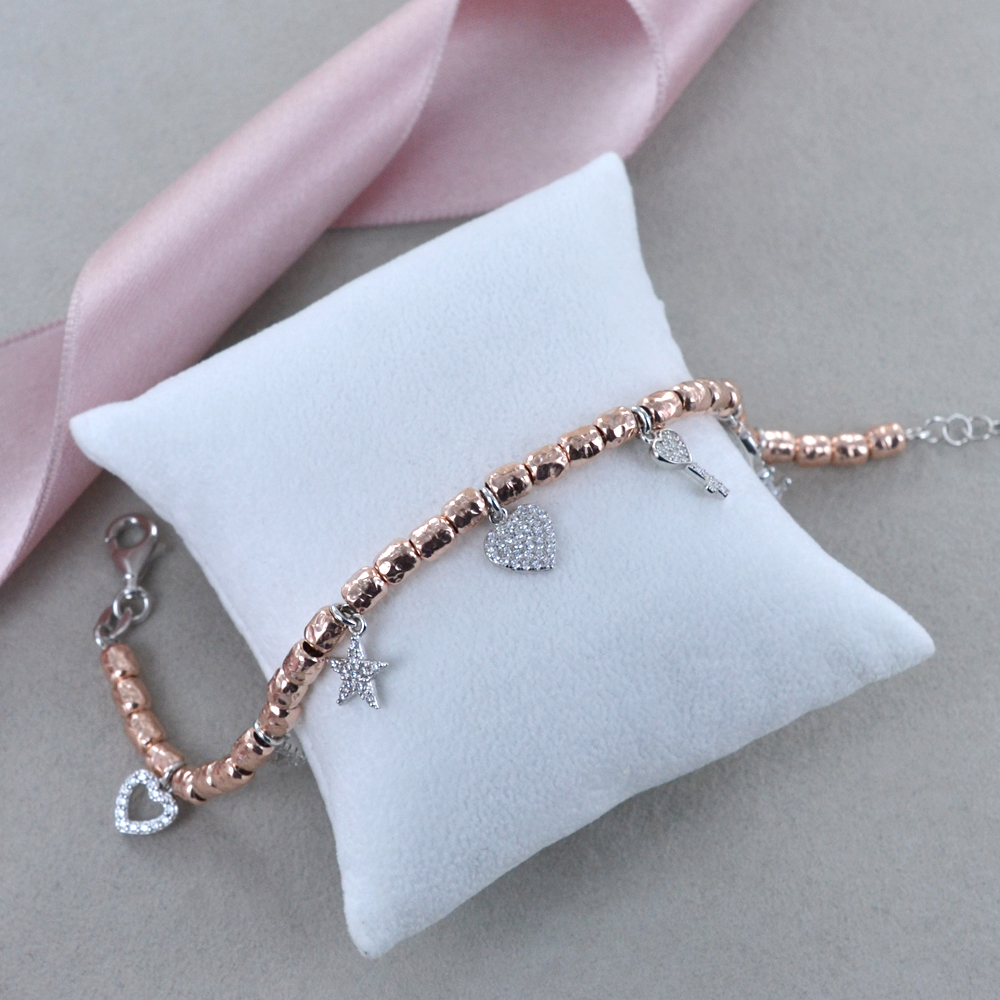 Bracciale Rigido In Argento Rosato Con Zirconi Champagne – SOGNI - Foto 10