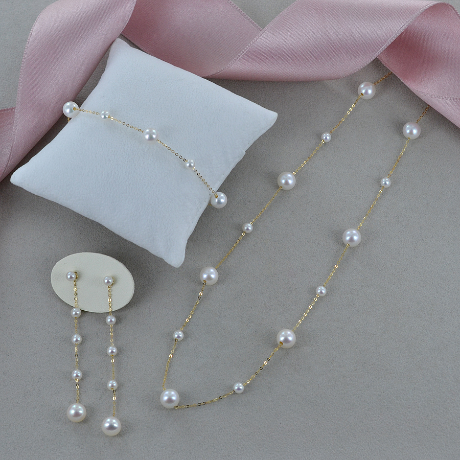 Bracciale di perle d'acqua dolce rosa: accento placcato oro, regolabile - Italia