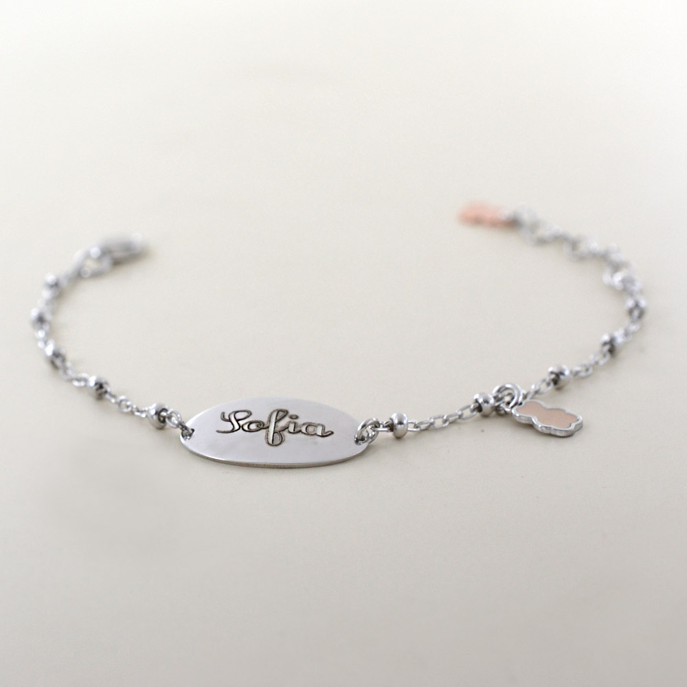 Bracciale Battesimo Bambini In Oro Giallo E Corallo Con Targhetta - Foto 8