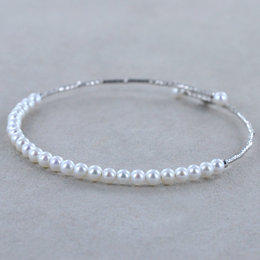 MIORE Bracciale Oro Giallo 585 Con Perla Acqua Dolce Bianca 7,5mm | Lunghezza 21,5 Cm