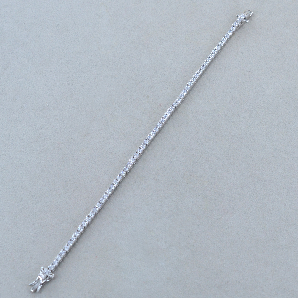 BRACCIALE TENNIS MABINA IN ARGENTO E ZIRCONI BIANCHI E VERDI | Biffi